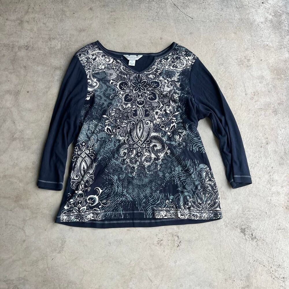 Christopher & Banks y2k affliction style tee Petite size L womens